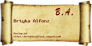 Brtyka Alfonz névjegykártya